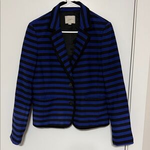 LOFT Women's Striped Blue and Black Blazer